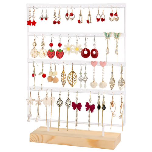 88-Hole Earring Organizer Stand - 4-Layer Display Holder for Hanging Earrings