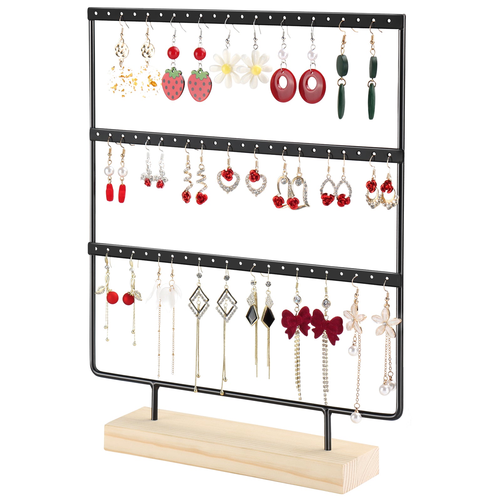 Earring Display Stand, Earring Organizer Holder 3Tires 66 Holes