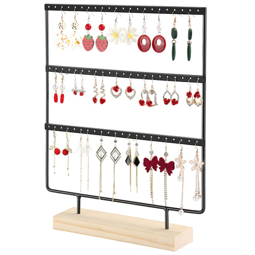 Earring Display Stand, Earring Organizer Holder 3Tires 66 Holes
