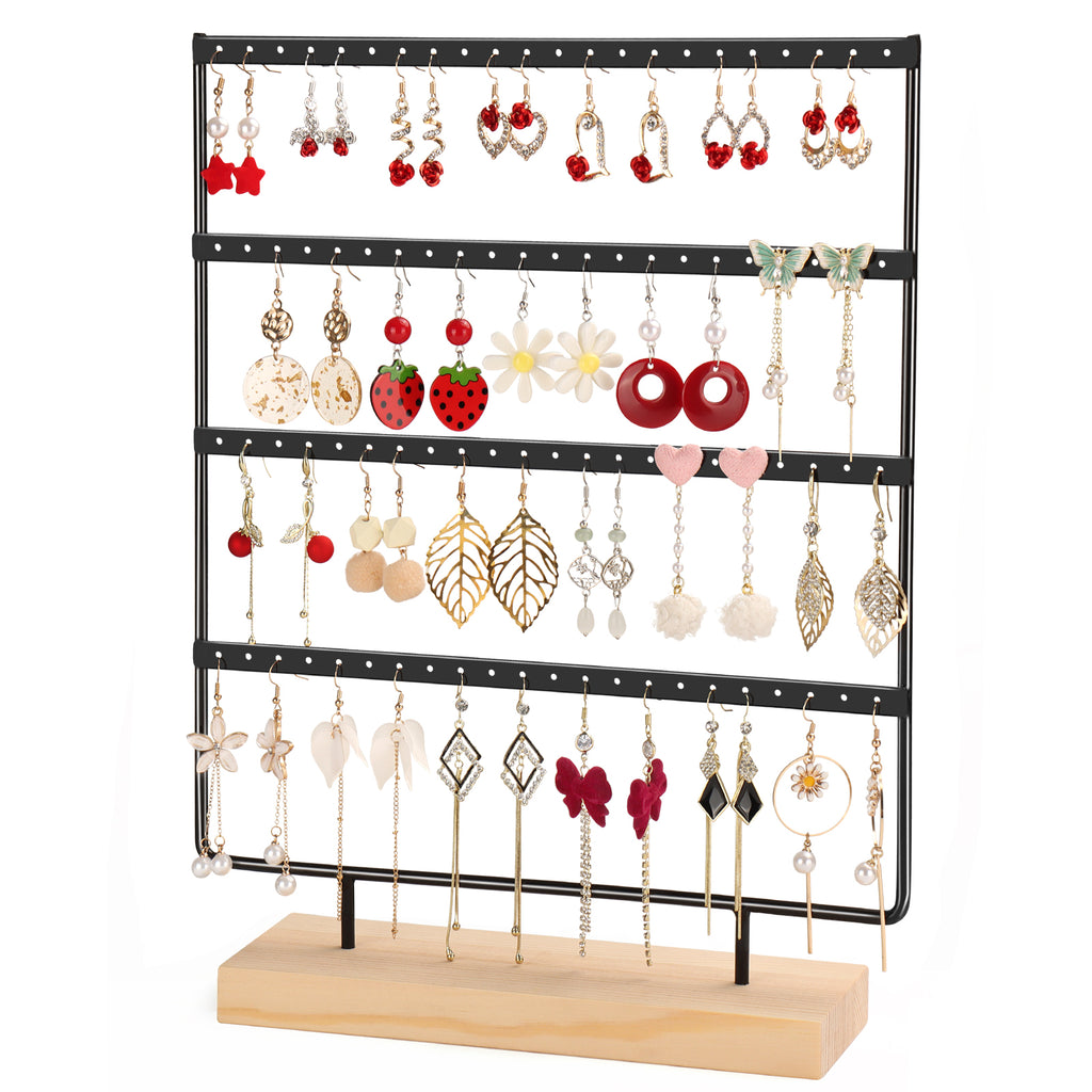 88-Hole Earring Organizer Stand - 4-Layer Display Holder for Hanging Earrings