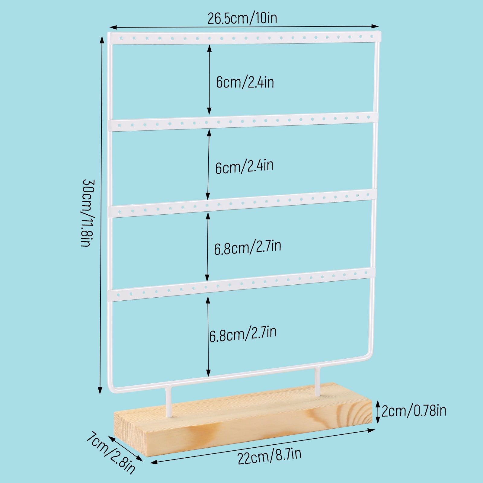 88-Hole Earring Organizer Stand - 4-Layer Display Holder for Hanging Earrings