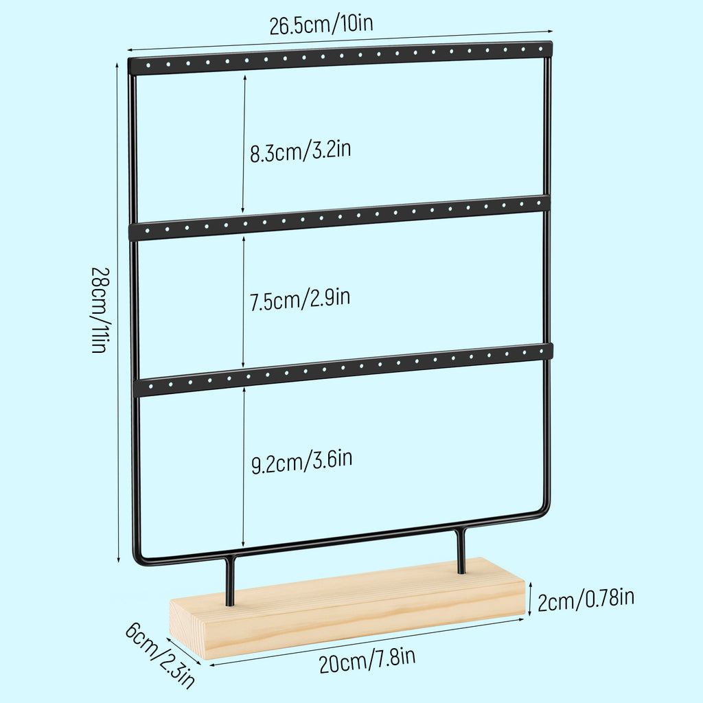 Earring Display Stand, Earring Organizer Holder 3Tires 66 Holes