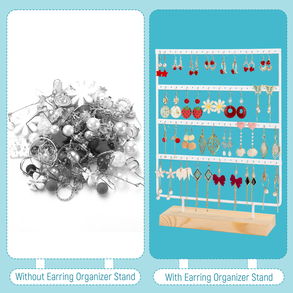 88-Hole Earring Organizer Stand - 4-Layer Display Holder for Hanging Earrings