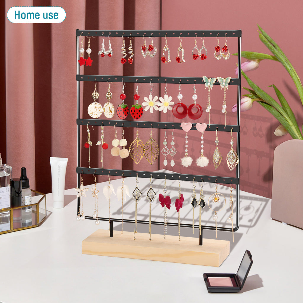 88-Hole Earring Organizer Stand - 4-Layer Display Holder for Hanging Earrings