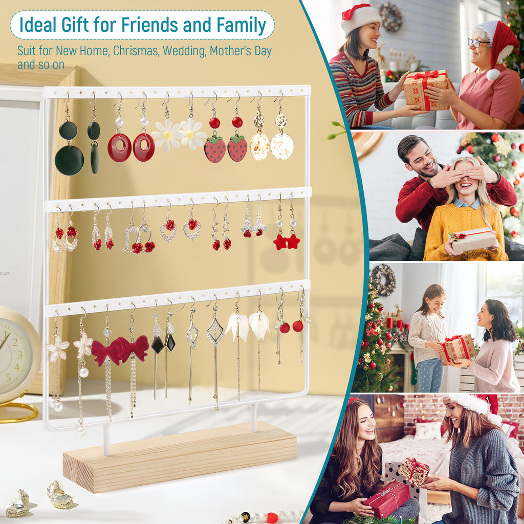 Earring Display Stand, Earring Organizer Holder 3Tires 66 Holes