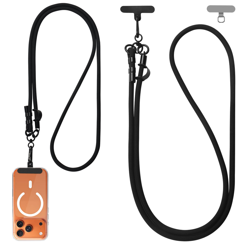 1 Phone Lanyard with 2 Phone Patches for iPhone, Adjustable Anti Theft Phone Strap for All Phones, Also for Small Hangables, Suitable for Men and Women, Skin-Friendly, Ideal for Home and Travel