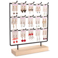 Earring Display Stands for Selling 3 Tier 15 Hooks Jewelry Display With Wooden Base