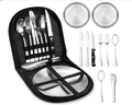 Camping Cutlery Set for 2 Person, 10pcs Stainless Steel Portable Picnic Utensils Set