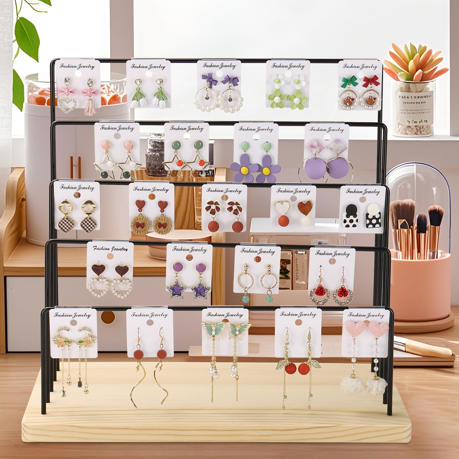 Jewelry Display for Vendors,6 Tiers 42 Hooks Earring Rack Display Holder Stand