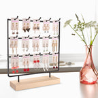 Earring Display Stands for Selling 3 Tier 15 Hooks Jewelry Display With Wooden Base